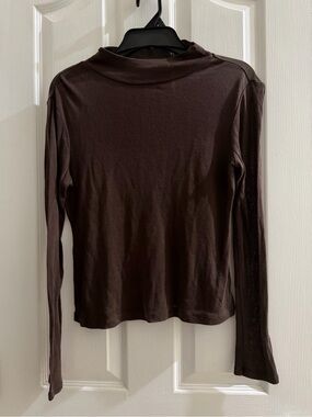 Sanctuary Long-Sleeve Mock Neck Semi sheer Top - Brown